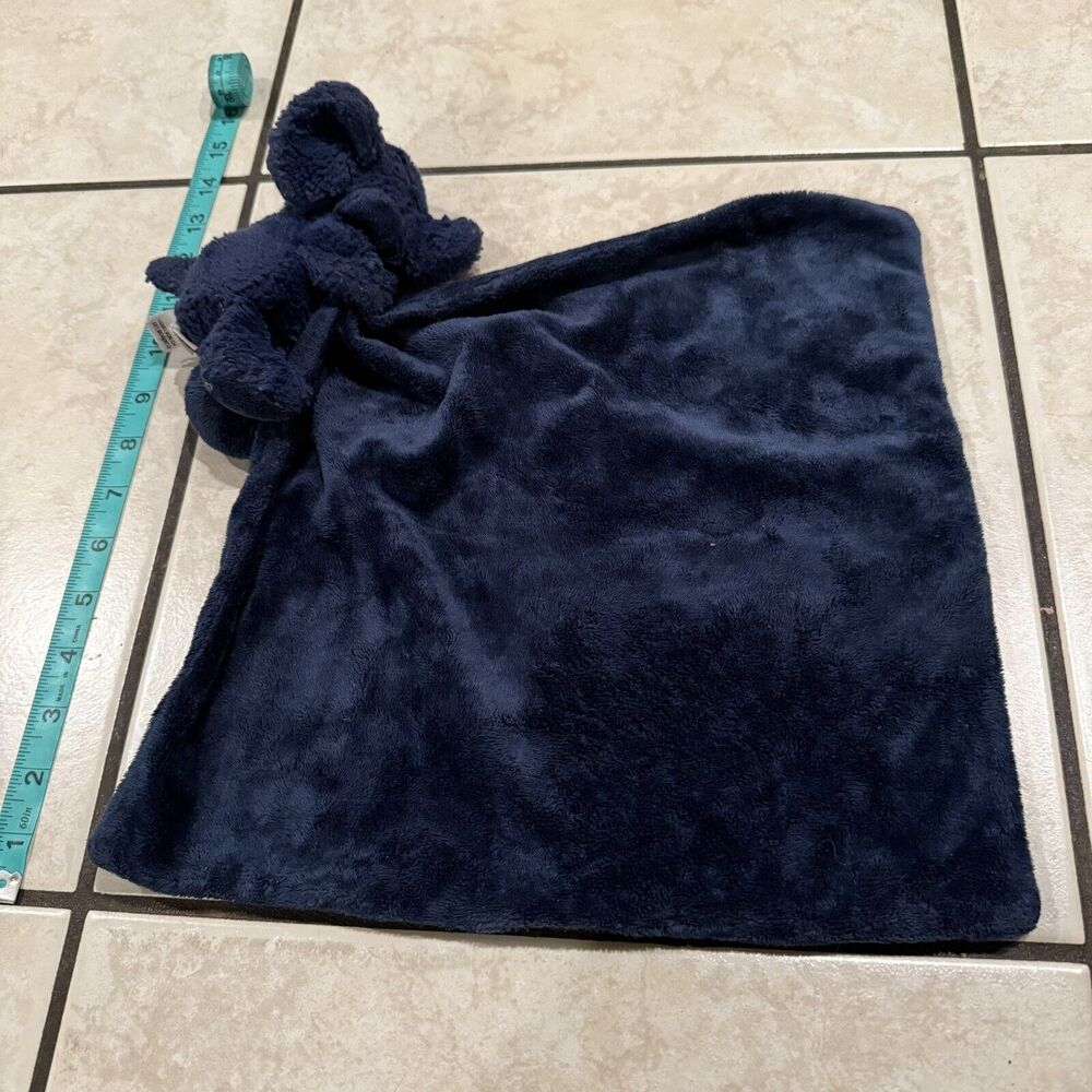 Little Jellycat Navy Blue Bashful Elephant Soother Baby Security Blanket Lovey